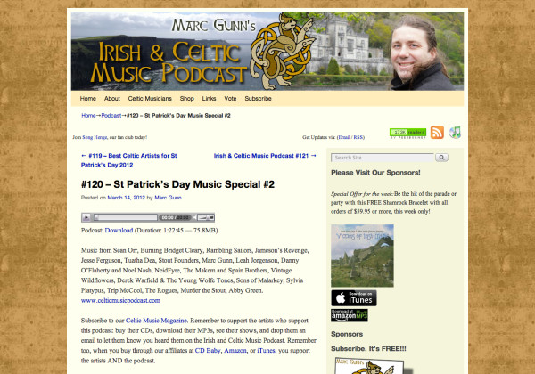 Marc Gunn’s Celtic Podcast – Best Celtic Artists for St. Patrick’s Day 2012