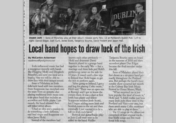 South Columbia Spotlight Newspaper Band Article