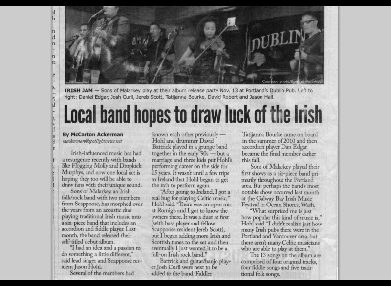 South Columbia Spotlight Newspaper Band Article